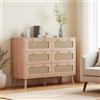 Yeutre Cassettiera con 6 cassetti, cassettiera per camera da letto, cassettiera in legno e rattan, per soggiorno, camera da letto, sala da pranzo (6 cassetti, 100 x 34 x 73 cm
