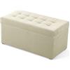 MG Design Pouf contenitore imbottito 45 × 90 cm Beige - capacità ca. 100 L, fino a 300 kg, struttura in legno massiccio, superficie opaca con trama fine, già montato e facile da pulire