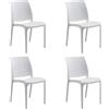 HOUSE COLLECTION , SEDIE VOLGA, SENZA BRACCIOLI, IN POLIPROPILENE, BIANCO, DESIGN IMPILABILE, (BCA148X4)