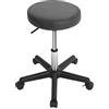 SONGMICS - Sgabello Girevole su Ruote, Regolabile, 46-58 cm, Sedile Imbottito Rivestito in Pelle Sintetica, Sgabello da Lavoro per Studio di Bellezza, Ufficio, Clinica, Grigio Scuro LJB61GYZUK