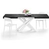 Mobili Fiver, Tavolo Allungabile Emma 140(220) x90 cm, Nero Cemento con Gambe Incrociate Bianche, per 6-10 persone, Tavolo Cucina, Soggiorno, Made in Italy