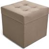 MG Design Pouf contenitore imbottito 45 × 45 cm Beige - capacità ca. 50 L, fino a 300 kg, superficie morbida con leggero riflesso, struttura in legno massiccio, già montato e facile da pulire