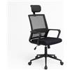 PALUPLUS Sedia da Ufficio Ergonomica di colore Nero, Poltrona da Scrivania Girevole a 360° con Ruote, Poggiatesta e Supporto Lombare a Rete Traspirante, Schienale Alto, Portata Max 135 Kg -635