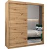 ABIKSMEBLE Tokyo 2 180 Armadio con Tre Ante Scorrevoli per Camera da Letto - Armadio Moderno con Specchio, Appendiabiti e Ripiani - 180x200x62 cm - Artigiano