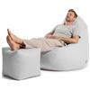 Avalon - Puff Poltrona Sacco Gigante con Poggiapiedi Jive Deluxe Sfoderabile, Pouf di Qualità Sartoriale, Bean Bag per Sedersi Ergonomico, Tessuto Antistrappo Impermeabile, Made in IT (Grigio)