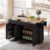 Huayz Isola da cucina autoportante con piano di lavoro pieghevole, carrello da cucina su 6 ruote, con ripiano e 2 cassetti, 3 porte, per sala da pranzo, cucina, 137 x 89,5 x 45 cm