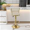Chleby Sgabello Alto con Schienale e Bracciolo, Sgabello Girevole 360° Altezza Regolabile, Sedia da Bar Tessuto Velluto, Sgabello da Cucina Girevole per Cucina, Bar, Bancone, Bar di Casa, d'oro