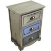 milani home - mobiletto in legno 3 cassetti, grigio chiaro, stile shabby chic, 40 x 29 x 57 cm