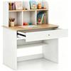 LIFEZEAL Scrivania per Bambini 3+Anni, Scrivania Cameretta, 80x48 cm, con Cassetto, Libreria, Porta PC, Computer, Banco Scuola, Tavolo da Studio, in Legno, Giocare, Studiare, Multiattività (naturale)