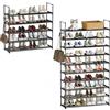 Orgahome Scarpiera 5 Ripiani+10 Ripiani, Scarpiera Salvaspazio in Metallo, Porta Scarpe Verticale o Capovolta, Scaffale Salvaspazio Impilabile, Scarpiera Ingresso o da Esterno, Nera
