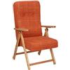 Liberoshopping Poltrona in legno naturale e tessuto imbottito reclinabile 4 Posizioni per casa soggiorno - MOLISANA (Arancio)