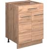 Vicco Mobiletto base per cucina Fame-Line, Rovere dorato, 60 cm con cassetto, senza piano di lavoro, per la combinazione con altri moduli della serie Fame-Line
