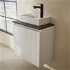 Planetmöbel Set di mobili da bagno con mobiletto, 56 x 55 x 30 cm, bianco, con rubinetto per lavabo e lavandino, colore: nero, per bagno, ospiti e bagno