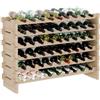 Lenmar RW-STK Portabottiglie in legno, capacità 48-60 bottiglie, 6 livelli, colore beige, ideale per cantina o soggiorno, scaffale decorativo per bottiglie di vino (RW-STK-54)