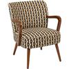 ATMOSPHERA CREATEUR D'INTERIEUR Atmosphera Interior Designer - Poltrona Chiara, tessuto ciniglia ocra nera, legno di Hevea stile retrò vintage, braccioli semirigidi per soggiorno, ufficio, camera da letto