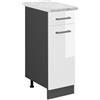 Vicco Mobiletto base per cucina R-Line, Bianco lucido, 30 cm | 1 Cassetto · Piano di lavoro incl. · Piedini regolabili in altezza · 1 Anta · ✓ Liberamente combinabile