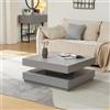 [en.casa] Tavolino da Caffè Multifunzionale con Piano Girevole Tavolino Basso da Salotto 76 x 76 x 38 cm con Ripiano per Soggiorno Sala - Grigio Chiaro