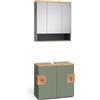 Vicco Set mobili bagno Eden, Verde, 73 cm, composto da specchio da bagno e mobile sottolavabo