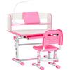 HOMCOM Set Scrivania e Sedia per Bambini 6-12 Anni Regolabili in Altezza, Banco Scuola con Piano Inclinabile 45°, Lampada, Cassetto, Scaffale, Portapenne e Leggio, in Acciaio e MDF, Rosa