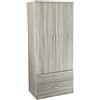 MA MAISON Armadio 2 Ante e 2 Cassetti - Struttura in Legno Truciolare, Guardaroba, Moderno, Asta Appendiabiti, con Maniglie, Spazioso, Organizzatore Vestiti - 80 x 52 x 190 cm (Olmo)
