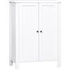 kleankin Mobiletto da Bagno Salvaspazio, Armadietto da Bagno Multiuso con Armadietto 2 Ripiani 2 Ante Maniglie in MDF 60 x 30 x 80cm Bianco