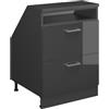 Vicco Mobile cucina sottotetto R-Line, Antracite lucido, 60 cm con 2 cassetti, carcassa 60 cm profondità, per la libera combinazione all'interno di sistemi cucina modulari