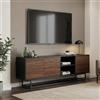 [en.casa] Armadietto Credenza Bassa con 3 Ante Push-Open e 2 Vani Aperti Piedistallo in Metallo Mobile Contenitore Stand TV per Soggiorno Camera Ingresso 160x30x57 cm Nero/Effetto Noce
