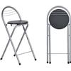 GOKHOMX Sgabello da Bar Pieghevole Set di 2, Sgabello Pieghevole Portatile Sedia da Bar Pieghevole con Schienale per Bistro Cucina Terrazza Esterna, Altezza seduta 61 cm, Nero e Argento