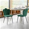 Chleby Set di 2 Sedie da Pranzo in Velluto Eleganti Sedia con Seduta Imbottita e Gambe in Metallo Sedie da Cucina con Schienale a Petalo per Sala da Pranzo, Soggiorno, Camera da Letto, Cucina, Verde