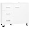 EUGAD Mobiletto Sotto Lavabo con Ripiano Regolabile, Mobile da Bagno Freestanding con Anta a Cassetto, 70x60x30 cm, Mobiletto da Bagno Bianco