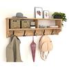 [en.casa] Appendiabiti a Parete con Ripiani (LxPxA) 120 x 22 x 37 cm Pannello Attaccapanni con 5 Ganci Triplici e Scomparti Portaoggetti Mensola da Ingresso - Effetto Rovere