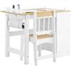SoBuy Tavolino Bambini con 1 Sedia, Set Tavolo e Sedie per Bambini Multiattività con 2 Ripiani, Tavolo Disegno e Gioco, Sedia Scrivania Cameretta Bianco e Naturale 80x50x66cm KMB60-WN