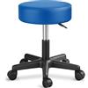 TRESKO, sgabello girevole regolabile in altezza Blu fino a 150 kg | Sgabello con rotelle imbottitura da 10 cm altezza seduta 47-60 cm | Sgabello per lavoro ufficio girevole a 360° con ruote