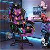 ALFORDSON Sedia Gaming Massaggiante con Luci LED,Poltrona Scrivania con Poggiapiedi,Sedia Ergonomica Gamer per Ufficio Domestico,Schienale Regolabile 90-150°,Portata 180KG, Similpelle(Viola)