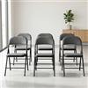pro.tec Set di 6 Sedie da Conferenza con Telaio Pieghevole in Metallo Sedie da Ufficio Studio Pranzo Visitatore con Schienale e Seduta Imbottiti in Similpelle 80 x 46 x 50 cm - Grigio