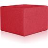 Deshome Pouf poggiapiedi 63x63x44 cm stoffa Idrorepellente: Pouf design moderno per divano soggiorno camera da letto, Puff poggiapiedi, Pouffe salotto Minerva (Rosso)