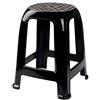 Acan Sgabello in plastica con poggiapiedi e seduta 26 x 26 cm, panca multiuso, cucina, soggiorno, bagno, casa (nero, 46,2 x 36,5 x 37 cm)