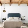 marcKonfort Testiera Letto con Rivestimento in Tela 160x60 cm Blu, Bottoni Color Marrone, Spessore complessivo 8 cm
