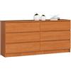 AKORD Cassettiera K 160 cm | 6 Cassetti (2 x 3) | Moderna Mobiletto per il soggiorno Camera da letto Armadio Soggiorno Bagno | Salvaspazio | 160 x 77 x 40 cm | Peso 70 kg |Ontano