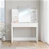 tectake® Tavolo da Trucco Moderno con Grande Specchio, Toeletta Trucco con Cassetto Suddiviso, 3 Scomparti, 4 Ripiani, Scrivania Trucco con Specchio - Camille, Bianco