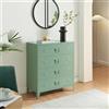 [en.casa] Cassettiera in Acciaio Comò con 4 Cassetti Organizzatore da Ufficio Soggiorno Mobile Contenitore per Archivio 92 x 80 x 40 cm - Verde opaco