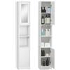 kleankin Colonna Bagno Salvaspazio con Specchio e Apertura a Pressione, Mobile da Bagno Multiuso in Legno, 30x28x170cm, Bianco