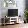 [en.casa] Mobile Porta TV (AxLxP) 43 x 120 x 29 cm Consolle Basso con Scomparti Aperti - Gambe di Faggio - color Legno/Bianco