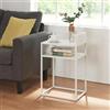 [en.casa] Tavolino Laterale da Divano Comodino in Acciaio con 2 Piani Mobiletto Notturno da Letto Tavolo Basso Moderno Industriale 65 x 40 x 30 cm Bianco Opaco