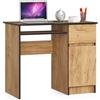 AKORD | Scrivania con Ripiano per Tastiera | Office Desk | Cassetto e Armadietto Sul Lato Destro | Scrittoio per Ufficio | Per Computer PC Laptop | 90x77x50 cm | 30 kg Rovere Artigianale