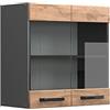 Vicco Mobile da cucina in vetro R-Line, Rovere dorato, 60 cm, per la libera combinazione all'interno di sistemi cucina modulari