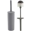 Inbagno Portascopino WC Tondo Moderno da appoggio, in Plastica, Completo di scopino ergonomico (Grigio)