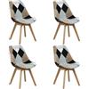 Totò Piccinni Sedia FUTURA con cuscino imbottito e gambe in LEGNO di faggio dal desing scandinavo (4, Tessuto Patchwork Elegant)