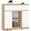 AKORD Cassettiera K100 con 2 Ante e 3 Cassetti 1 Scaffale | Mobiletti Ingresso Bagno | Armadio Cameretta | Comodino | Design moderno | 35x98x101 cm | Quercia Artisan & Biano