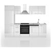 Vicco Cucina componibile Optima, Bianco lucido/bianco, 270 cm senza piano di lavoro, adatto per disposizione e ampliamento personalizzati